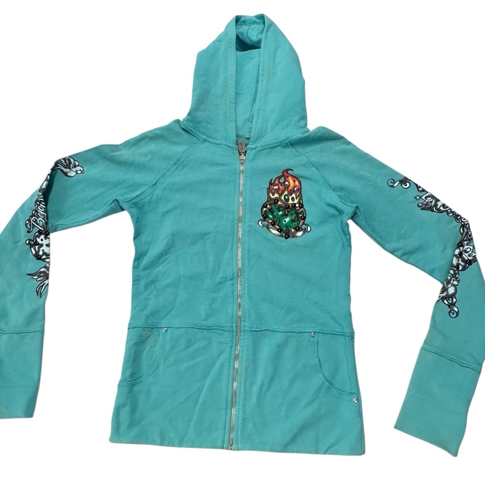 Ladies Teal Hoodie with Graphic Design